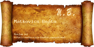 Matkovics Beáta névjegykártya