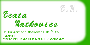 beata matkovics business card